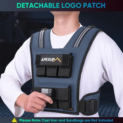 APEXUP Weighted Vest Men, Adjustable Weight Vest for Running - color: Navy Blue, size: With Weights-30lbs