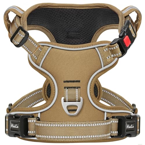 HEELE Dog Harness, Soft Padded, Neck Release Buckles,Easy On & Off, Brown S - color: Lock Brown, size: S (Pack of 1)
