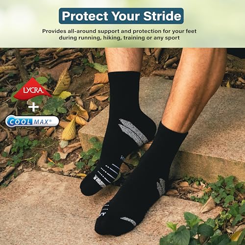 Hylaea Mens Quarter Running Socks for Athletic with Cushion Wicking Coolmax - color: Black 3 Pairs, size: Small