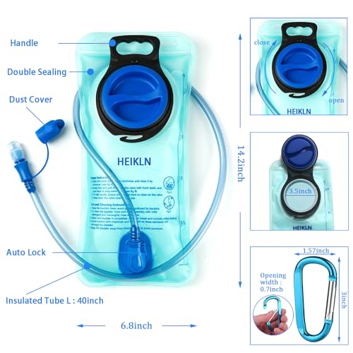 HEIKLN Hydration Bladder 1.5L-2L-2.5L-3L,Leak Proof Water Reservoir, BPA Free Military Water Storage Bladder Bag Hydration Pack Replacement Easy Clean for Bicycling Hiking Camping Hunting Running - color: 2L Green