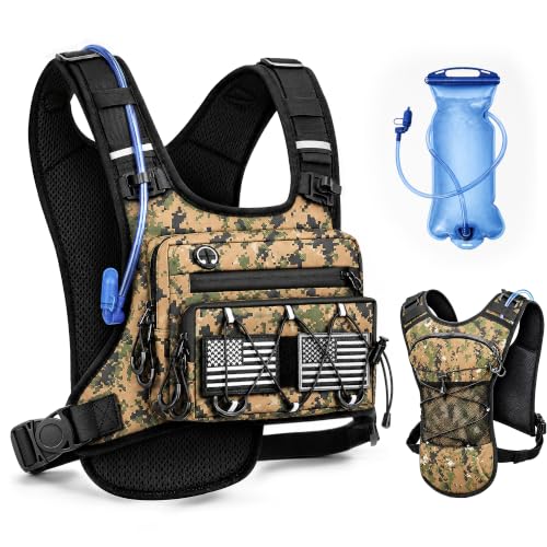 Running Vest Water Backpack with 2L Leak-Proof Bladder for Men & Women - color: Camo Green