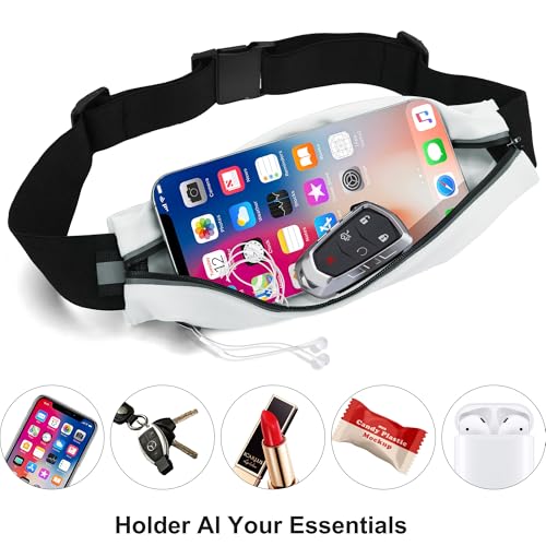 Running Belt Fanny Pack Men and Women Slim Running Bag Money Belt - color: Light Grayish