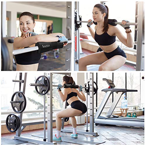 7 Piece Glute Workout Kit, Barbell Squat Pad, 3 Fabric Resistance Bands, 2 Ankle Straps, Carry Bag - Gym Accessories for Men and Women