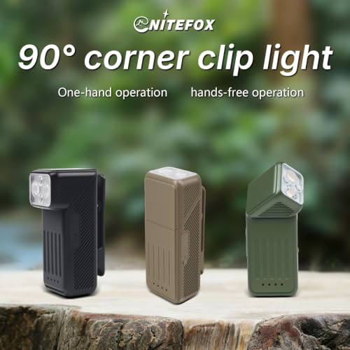EDC Flashlight Rechargeable Clip-On Light 90° Rotatable Pocket Light - color: Khaki
