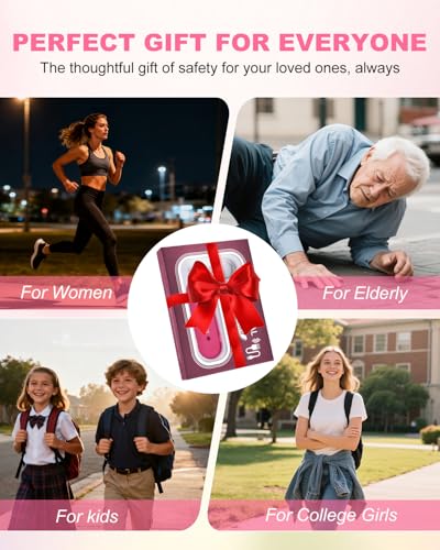 Personal Safety Alarm for Women - Waterproof Rechargeable Security Alarm - 140dB Extra Loud Siren with SOS Strobe Light - Self Defense Keychain for Women Girls Teens Seniors(Cherry) - color: Cherry