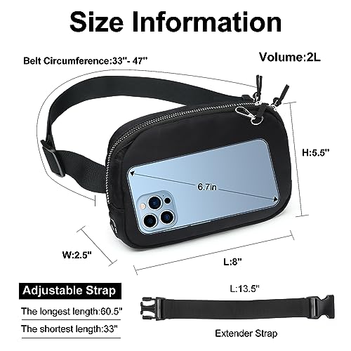 Mini Belt Bag for Women, RFID Small Fanny Pack, Womens Fashion Waist Packs with Extender Strap, Crossbody Bum Bags - color: J01-black