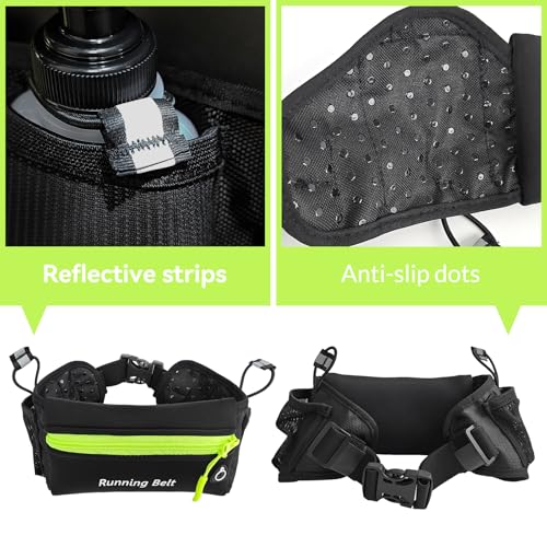 AXEN Running Hydration Belt - Adjustable Waist Pack for Marathon, Triathlon & Hiking | Reflective Safety Design & Phone Pocket