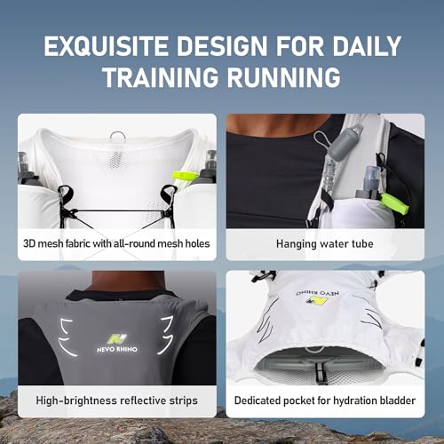 N NEVO RHINO Running Hydration Vest with 1.5L Water Bladder - color: White, size: Medium