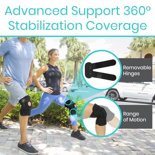 Vive Hinged Knee Brace - Relieves ACL, MCL, Meniscus Tear - Lightweight - color: Black, size: Medium