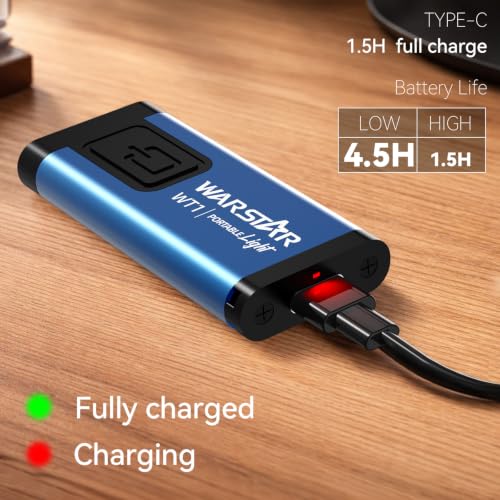 WARSTAR Keychain Flashlight with Personal Safety Alarm, 200LM Mini EDC Light, USB-C Rechargeable Emergency Siren for Women & Night Safety (6pack,Black*3&Blue*3) - color: 6pack,Black*3&Blue*3