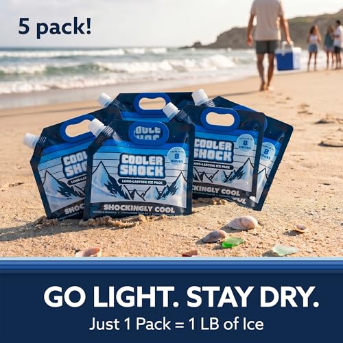 Cooler Shock Reusable Ice Packs for Cooler - Long Lasting Cold Freezer Packs for Coolers and Lunch Boxes - Cooler Ice Packs for Camping Gear, Fishing, Road Trips, Beach Must Haves - style: Small - With Handle - 5pk
