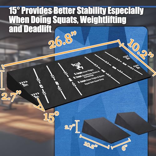 Squat Wedge Block One Piece: Heel Elevated Board for Lower Body Workout - size: 3Pcs: 1L+2S
