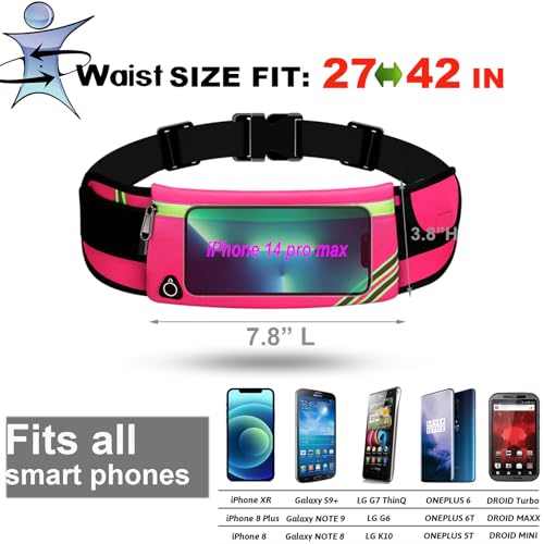 USHAKE Running Belt Fanny Pack for Women & Men, Phone Holder Waist Bag - color: Red