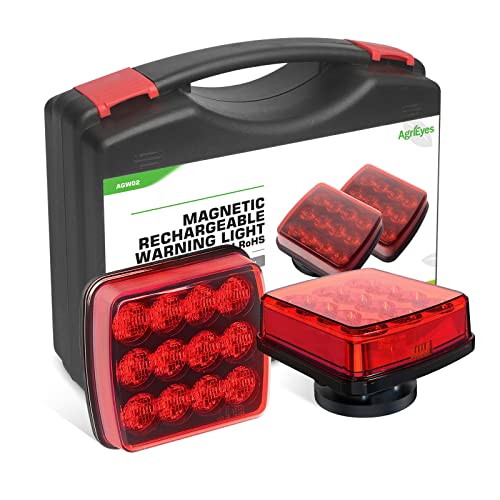 Agrieyes W02 Magnetic Flashing Lights, Wireless Strobe Lights, Red - color: Red
