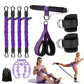Pink Pedal Resistance Band with Handle, 4 Tubes & Ankle Cuffs - color: Purple