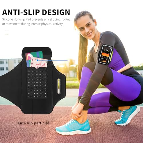 HAISSKY Running Armband with Earphone Pouch Fits Phones up to 6.9" - color: Black (Up to 6.9''), size: Medium