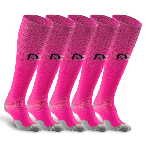 PRO Compression Marathon Socks - color: Pink - 5 Pack, size: Large-X-Large