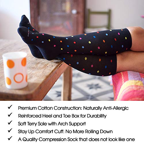 SocksLane Cotton Compression Socks, 15–20 mmHg Graduated Support, Knee-High Medical Compression (Amethyst Stripes M/L) - color: Amethyst Stripes, size: Medium/Large (1 Pair)