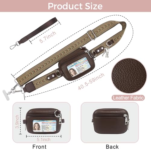 Phone Lanyard Wallet Crossbody Strap To Save The Bag For Girls - color: Coffee