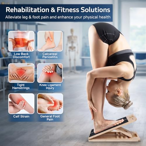 Slant Board for Calf Stretching with Resistance Bands – Adjustable Calf Stretcher Incline Board for Squats, Ankle Mobility & Leg Training