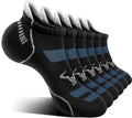 BULLIANT Men Running Ankle Socks 6Pack-Cushioned Support-Low Cut No Show - color: Black/Creamy White3015, size: 10-12