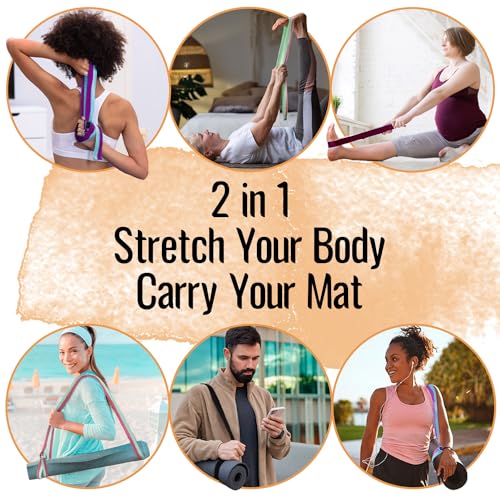 TECEUM 2 IN 1 Yoga & Mat Strap for Stretching – Cotton – 6/8/10 ft - color: Brown Beige, size: 8 ft