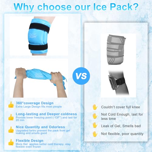 Relief Expert Knee Ice Pack Wrap Around Entire Knee, Large Ice Pack for Leg Soothing Discomfort, Reusable Ice Wraps with Cold Compress for Musclar Relaxation, Post-Workout Recovery,XXXL - size: XXXL