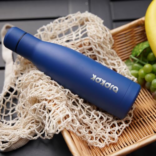 BJPKPK 17oz Skinny Insulated Water Bottle, Stainless Steel Flask - color: Lake Blue, size: 17 Ounces