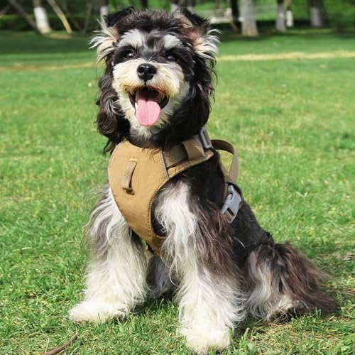 Mile High Life No Pull Dog Harness with Reflective Stripe, Adjustable Easy Get on Lightweight Harness for Small Medium Large Dogs Walking Running Training (Khaki, S Chest 14"-20") - color: Khaki, size: S Chest 14"-20"