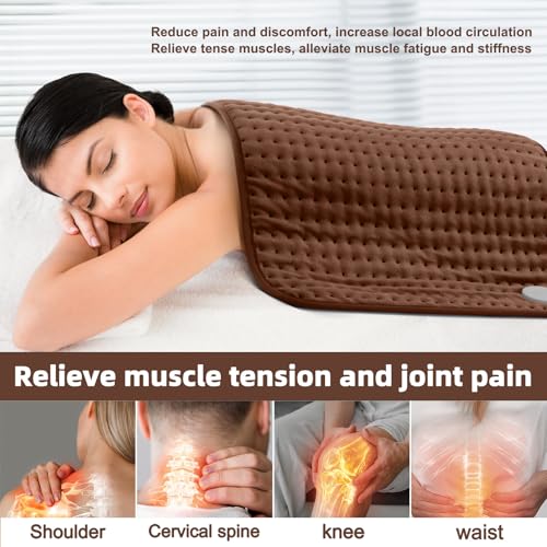 VALGELUIK 17x33 Heating Pad for Back Pain Relief, Christmas Women Gifts - color: Brown, size: 17 Inch x 33 Inch