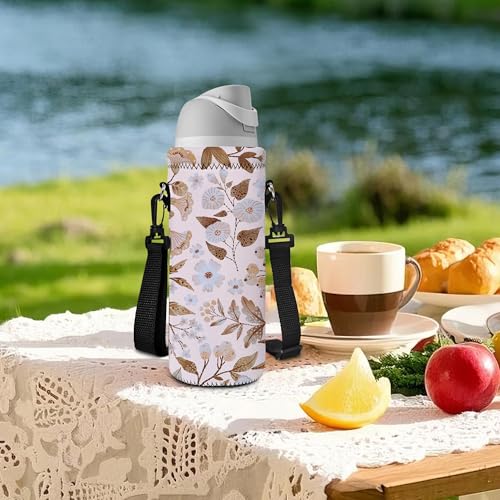 RICHEN Neoprene Water Bottle Carrier Bag with Adjustable Shoulder Strap,Insulated Water Bottle Cover for Stainless Steel/Glass/Plastic Bottles - color: BC-59, size: 500ml