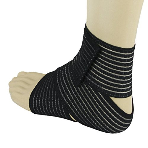 BXT A Pair (2 Pieces) Elastic Breathable Wrap Ankle Support Brace Compression Knee Elbow Wrist Ankle Hand Support Wrap Sports Bandage Strap with Hook & Loop Fastener Straps