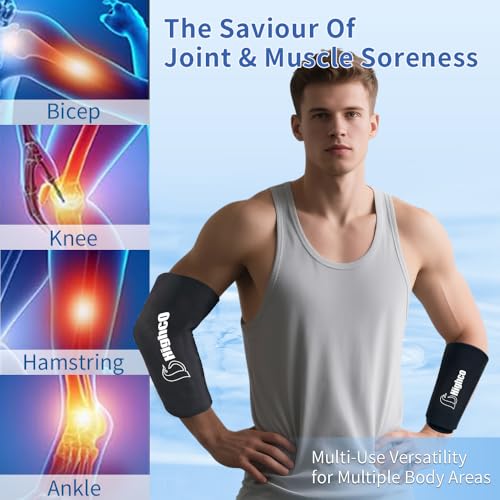 Pack of 1,Elbow Gel Ice Packs Wrap Freeze Sleeve for Injury Hot & Cold Compression,360° Coverage Ice Knee Sleeve Cold Wrap for Sprains, Arthritis, Elbow Pain, Tendonitis (Black,S)