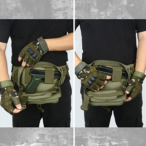 Concealed Carry Pistol Waist bag Tactical Conceal Carry Pistol Bag Fanny Packs Handgun Holster Pouch with Bottle&Gun Holder Fits 1911 Glock etc - color: Green