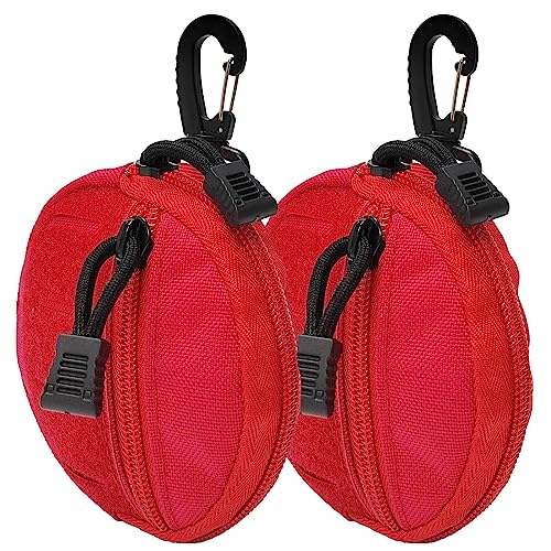 1000D Laser Cut Coin EDC Pouch Change Purse Tactical Round Zipper Bag - color: RED SET 1