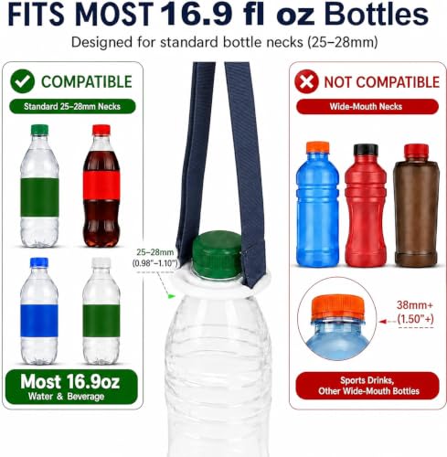 4 Pack Water Bottle Holder Lanyard Adjustable Beverages Shoulder Strap - color: Navy