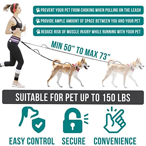 PetAmi Hands Free Dog Leash Waist Belt Bag Fanny Pack, Single, Purple - color: Purple, size: 1 Leash