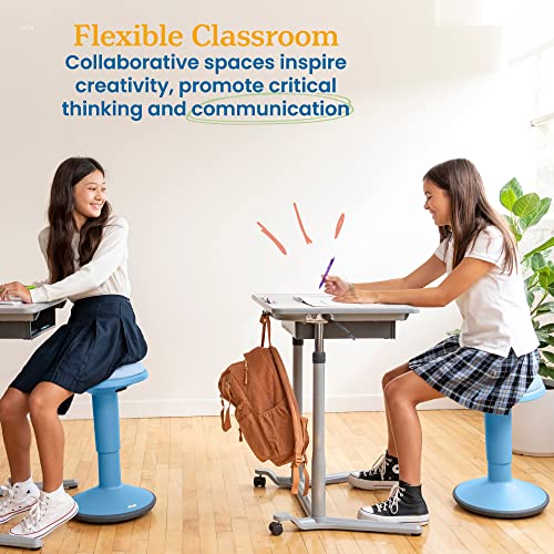 ECR4Kids Sitwell Wobble Stool with Cushion, Adjustable Height, Active Seating, Powder Blue - color: Powder Blue