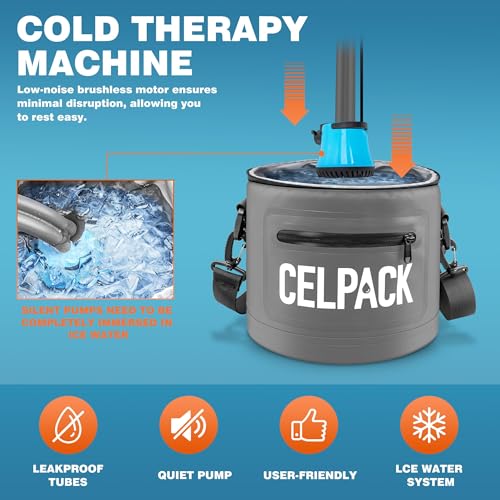 Portable Ice Therapy Machine for Post-Operative Recovery, Sports Injuries, Knee Pain, Sprains, Swelling,Full Knee Brace with Silent Pump, Timer Remote Control Cold Therapy Device, Grey