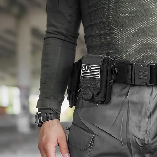 SOWHUP Tactical Molle Pouch Cell Phone Pouch Holster Small Utility EDC Pouch Gadget Organizer Bag - color: Black-D