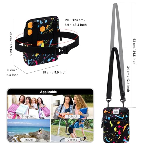 KAMO Multifunction Phone Waist Bag - Diagonal Crossbody Purse for Women & Men - color: Black-Graffiti