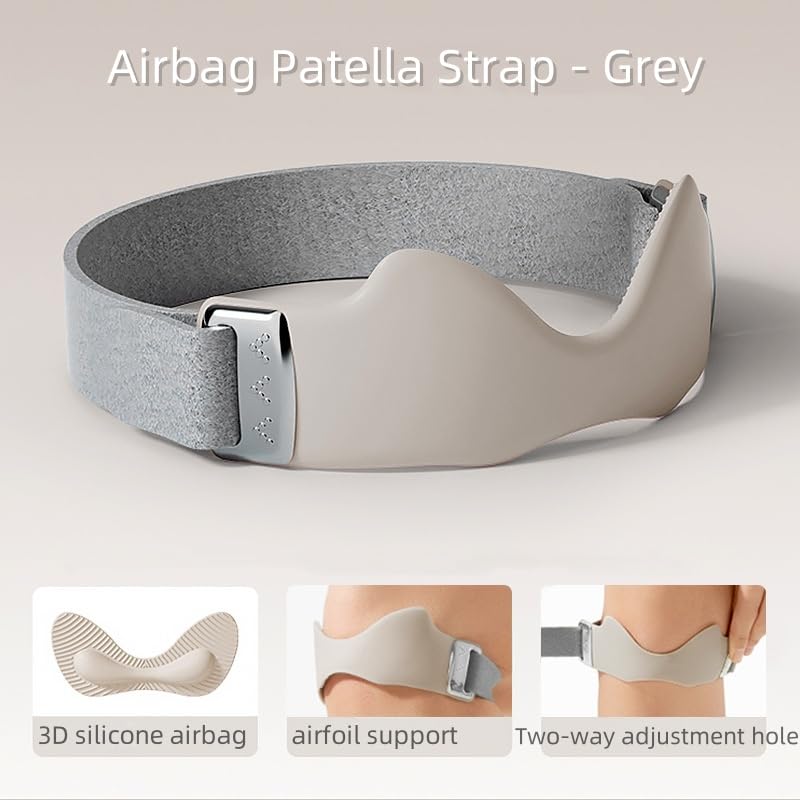 Airbag patellar tendon support Strap, Adjustable breathable anti slip Knee Brace for Tendonitis Pain knee Relief Exercise, run, hike,play ball, high jump, climb,ride 2 Packs (Gray-2pc) - color: Gray-2pc