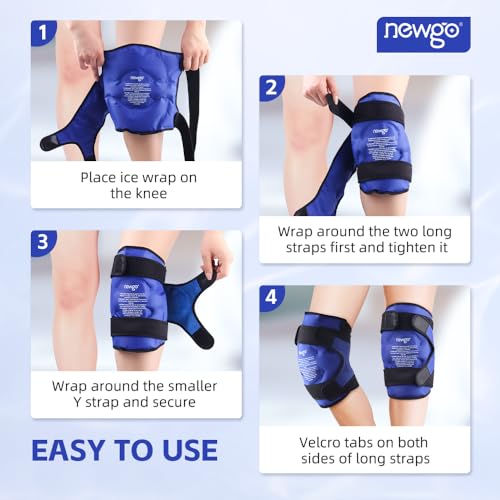 NEWGO Ice Pack for Knees Injuries Reusable, 360° Full Wrap, 2 Pack, Blue - color: Regular Blue 2-pack
