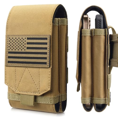Universal Phone Pouch with MOLLE Attachment for EDC Outdoor & Tactical Gear - color: Khaki