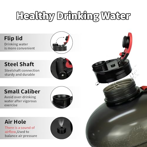 TOOFEEL 1 Gallon Water Bottle,Leakproof,BPA Free,Dishwasher Safe,128 oz Large Water Jug wiht Handle,Travel & Camping & Sports & Gym Water Bottle For Men and Women - Transparent Black - color: Transparent Black, style: 128 oz water bottle