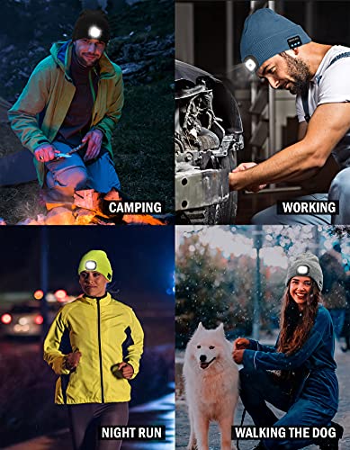 Wmcaps Bluetooth Beanie with LED Light and Headphones, Christmas Tech Gifts - color: Camouflage Deep Blue