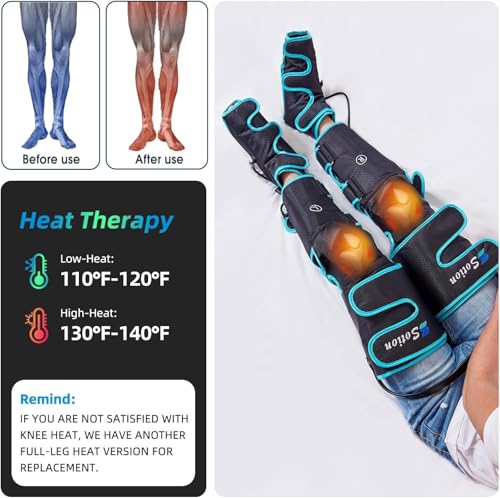 Leg Massager with Air Compression & Heat, Calf & Foot Massager for Circulation and Pain, Compression Boots with Video Wearing Guide, Update Controller with 6 Modes & 3 Heating Levels, Gift for Mom
