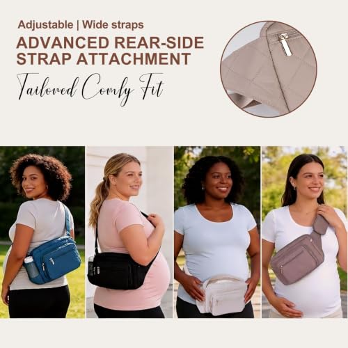 Rexmore Puffer Quilted Diaper Fanny Pack, Crossbody Mom Purse, Khaki - color: Khaki