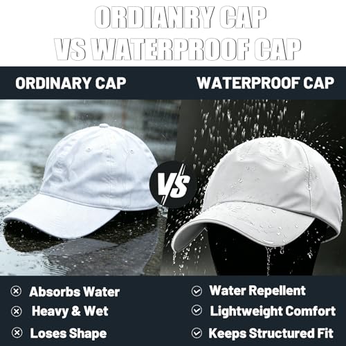 Waterproof Baseball Cap for Men Women UPF 50+ Quick-Dry Running Golf Hat - color: White