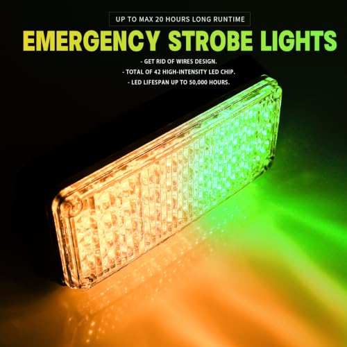 Amber/Green Magnetic Flashing Strobe Lights/w Controller, 2-Pcs - color: 2pcs Amber/Green